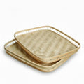 PEMAR Wicker Serving Trays w Handles,Rectangular Hand-Woven Lap Trays,Bamboo Bedroom Trays,Cabin Trays for Foods & Drinks. Decorative Trays for Coffee Tables,Breakfast,Dinners,Bed Eating. 2 Pack Set - size: Standard (16.93"L x 13"W)