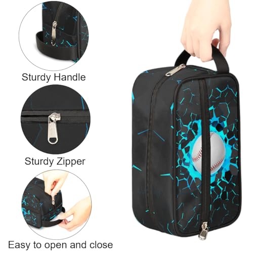 Kids Travel Toiletry Bag - Waterproof Hanging Cosmetic Hygiene Bags for Boys Men - Large Shave Kit for Toiletries Accessories Bathroom Stuff, Blue Baseball - color: Blue Baseball