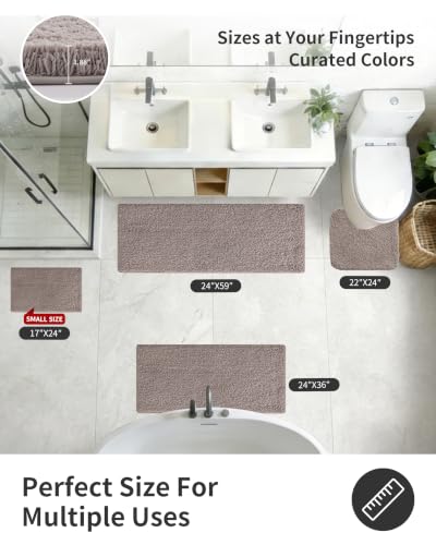 ILANGO Camel Bathroom Rugs 32" × 20" Non Slip & Super Absorben Extra Thick Soft, Washable Bath Mat for Floor, Microfiber Plush Shaggy Bath Rug with Tub for Bathtub Shower Room Sink - color: Camel, size: 1'8" x 2'8" (20''x32'' Bathroom Rug)
