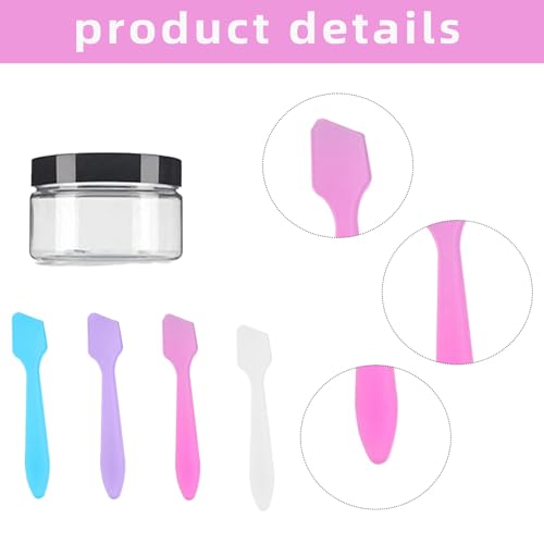 12 Pcs 15ml/0.5oz Small Travel Containers, 4 Pcs Makeup Spatula, Clear Plastic Cosmetic Jar Refillable Roun for Lotion Cream Products Sample Bottles, Plastic with Screw on Lid Container (Black) - color: black