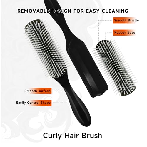 11 Pcs Hair Brush Set, Detangle Hair Brush And Spray Bottle, 3 Pieces Smooth Hairbrush For Toddlers, Suitable For Wet and Dry Hairstyles, Suitable For Adults And Children(Black) - color: Black