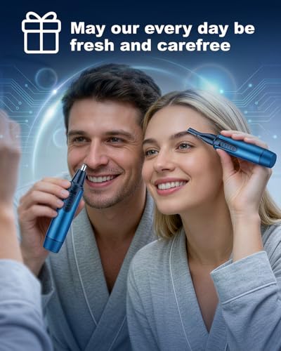 AREYZIN Nose Hair Trimmer for Men,2026 Professional 3 in 1 Painless RechargeableEar and Nose Trimmer,IPX7 Waterproof Eyebrow Facial Hair Trimmer Body Grooming Kit Dual EdgeBlades - color: Blue