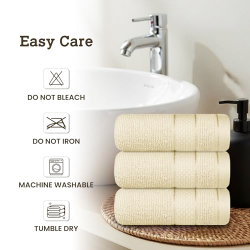 Casa Lino Face Towels & Body Wash Cloths for Showering - 100% Cotton Wash Cloths for Bathroom - Highly Absorbent & Quick Drying Washcloth Set - Cotton Washcloths 24 Pack (12" x 12") - (Linen Brown) - color: Linen