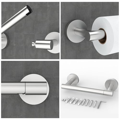 RARXTR Bathroom Toilet Paper Holder Wall Mount SUS304 Stainless Steel Double Post Pivoting Toilet Paper Roll Holder Wall Mounted for Bathroom RV Commercial Toilet Tissue Dispensers, Brushed Nickel - color: Brushed Nickel, size: Wall Mount