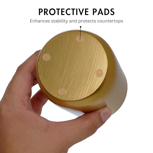 Yew Design Gold Toothbrush and Toothpaste Holder and Cup for Bathroom Vanity and Countertop, Round Organizer for Electric Toothbrushes, Floss, Razors, Cotton, and Mouthwash - color: Round Gold