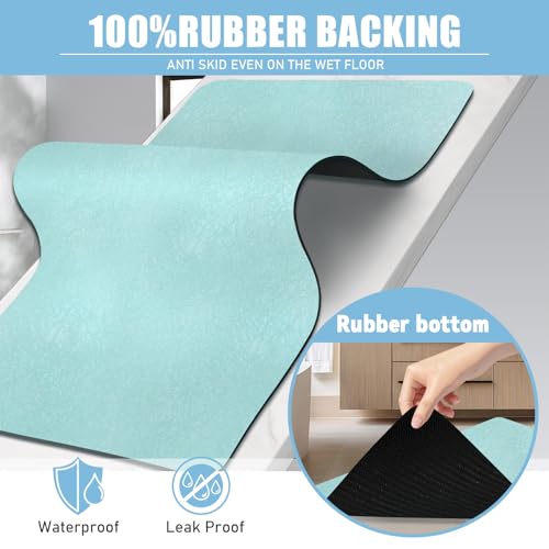 Diatomaceous Earth Bath mat Bathroom Rugs Super Absorbent Quick Dry Non Slip Bath Mat Thin Bathroom Floor Mats Fit Under Door-Shower Rug for in Front of Bathtub Shower, Green, 19.6"x31.5"