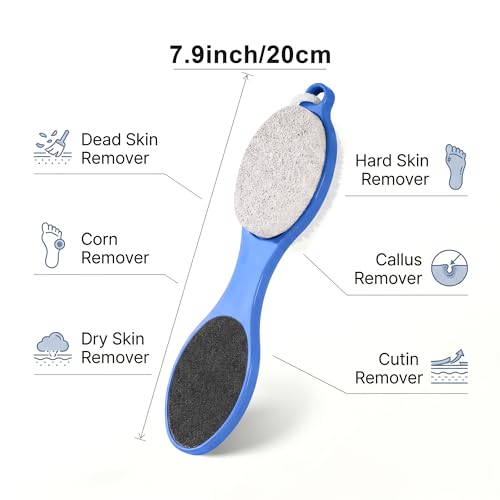 2 Pcs 4 in 1 Foot Brush for Use in Shower with Pumice Stone, Foot Rasp and Sandpaper, Foot Scrubber Brush for Feet, Dead Skin Remover for Foot Care (2 Colors) - style: 2 Purple Gray Blue Foot Brush