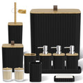 Bathroom Accessory Set - Black Bathroom Set, 12PC Bathroom Accessories Set, Black Bathroom Accessories Set, Mini Trash Can, Toilet Brush, Trash Can & Soap Dispenser - size: Bathroom Set, style: Black