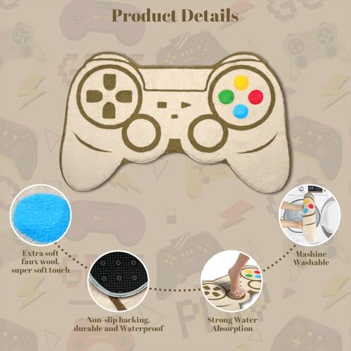 Gaming Bath Mat, Gamer Bath Rugs Non-Slip Absorbent PlayStation Rug Video Game Rug for Bathroom Floor Tub Kids Bathroom Rugs - color: Brown