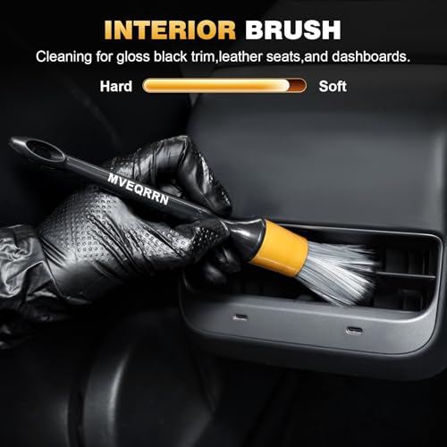 MVEQRRN 7PCS Car Detailing Brush Set,Boars Hair Detail Brush Kit(Gold) | Ultra Soft No Scratch, Car Dust Brush,Car Detailing Brushes Kit, Detail Brushes Car Detailing for Interior Exterior - color: 7PCS detailing brush gold