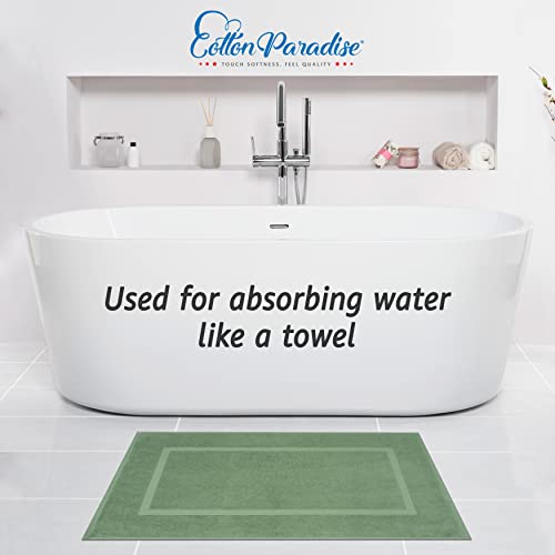 Cotton Paradise 100% Cotton Turkish Bathmat Set, Soft Absorbent Quick Dry, 2 Piece 20x34 Bathmat Floor Set, Sage Green - color: Sage Green, size: 2 PC 20x34"