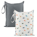 Tiny Twinkle Mess Proof Wet Bags | 2-Pack Reusable Waterproof Wet Bags for Swimsuits | Baby Clothes | Travel & Diaper Bag (Dinosaur) - color: Dinosaur,Grey, size: 2 Pack