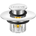 LEKEYE Tub Stopper | Shower Drain Hair Catcher | Pop-up Drain Stopper with Strainer | Bathroom Bathtub Plug | Drain Protector for 1-1/2 to 1-3/4" Bath Drain Hole - Pearl Chrome - color: Pearl Chrome