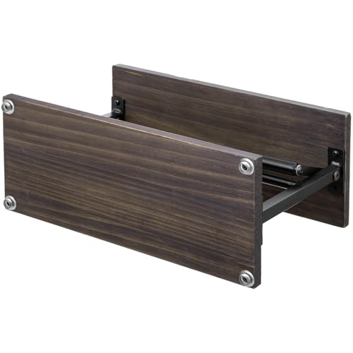 MyGift Kitchen Countertop Paper Towel Holder and Condiment Display Shelf Rack, Rustic Burnt Wood and Metal Towel Dispenser with Top Shelf for Bathroom or Kitchen - color: Burnt Wood