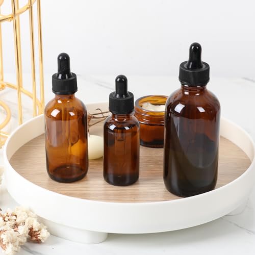 STARSIDE 24-Pack 2oz Amber Glass Dropper Bottles for Essential Oils | 60ml Glass Bottles with Glass Droppers for Lab Chemicals, Perfumes, Sample. Includes 1 Brush, 2 Funnels and 24 Labels - color: 2oz-Amber-24pcs