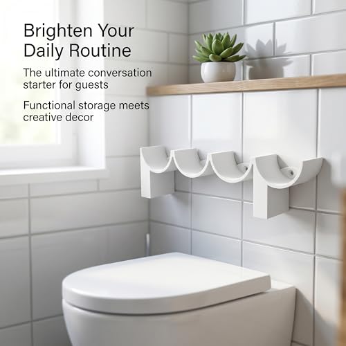 Poop Toilet Paper Holder Stand with Shelf, 3D Printed Funny Bathroom Decor, White Cute Quirky Wall-Mounted Storage for Toilet Paper Rolls, Ideal Gift for Boys and Girls