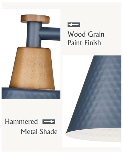 FEMILA Bathroom Vanity Light, 3-Light Modern Bathroom Light Fixture with Hammered Metal Shade Finish, Dark Blue Wall Sconce Lamp Lighting for Bedroom, 4FG59B-3W Blue - color: Navy Blue, size: 22"