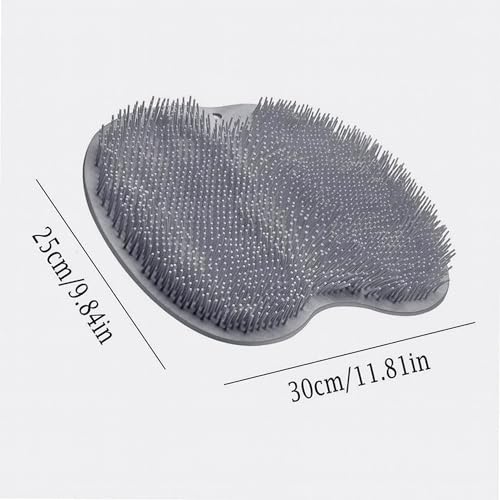 Silicone Foot Scrubber for Shower - Wall Mounted Back Washer Exfoliating Bath Wash Pad - Non-Slip Suction Cups, Deep Exfoliating Foot Cleaner for Bath, Seniors, Men and Women, Gray