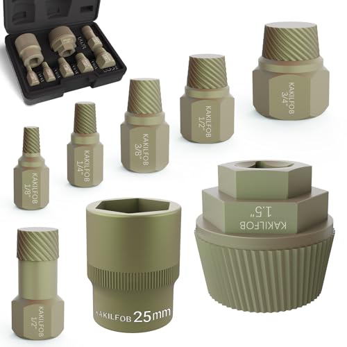 1.5'' Tub Drain Extractor, 8PCS Pipe Nipple Extractor Set with 1-inch Socket, Remove the Old, Broken, Stubborn, Rusted Drain Tub Bathtub Stopper, Strong Grab Plumbing with Storage Case - size: 8 Pieces
