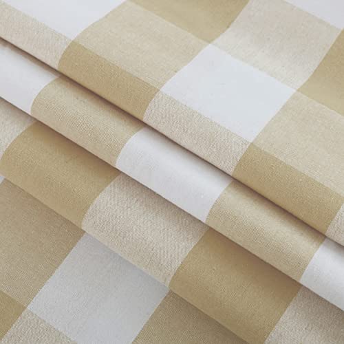 3 Pc Cotton Classic Country Farmhouse Kitchen Window Curtain -Beige & White Buffalo Check Tier & Valance Set, 54" x 18" / 27" x 36" - color: Plaids Beige&white, size: 27"W x 36"L (Pack of 3)