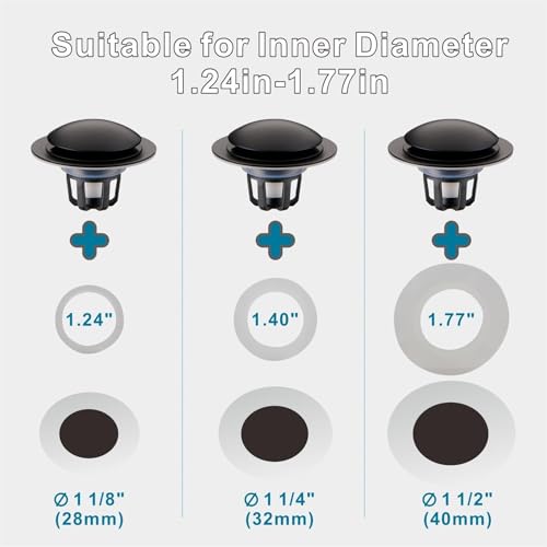 Bathroom Sink Drain Stopper,Welsan Universal Pop Up Drain Strainer with Hair Catcher for 1 1/8"-1 1/2" Drain Hole,Anti-Clogging Design Matte Black - color: Matte Black