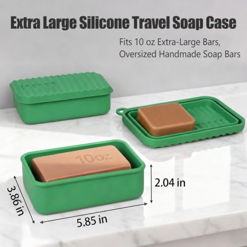 AIDIMMING Extra Large Enhanced Leak Proof Shampoo and Conditioner Bar Travel Case with Draining Layer, Keep Soap Dry – for Extended Trips, Camping, Outdoor Adventures, or Truck Drivers (Deep Green) - color: Deep Green