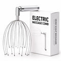 Head Massager Scalp, Vibrating Electric Scalp Massagers for Stress Relief | Battery Powered Head Scratchers Massager Whisk Hair Massage Relax Tool with 20 Metal Fingers, ldeal Gift for Women & Men - color: Silver Gray