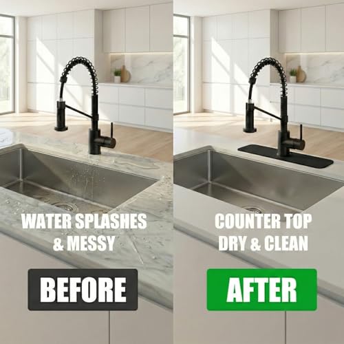 Customizable Kitchen Sink Faucet Mat: 24" Lx5.5 W Absorbent Splash Guard | Non-slip Fabric Rubber Mat, Cut to Fit Oval Rectangle Square Faucet & 2,3,4 Holes Irregular Sink with Soap Dispenser Air Gap - size: 24"Lx5.5"W -1PC