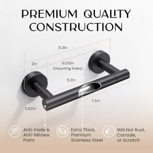 Day Moon™ - Toilet Paper Holder - Modern Roll Holder for Bathroom - 1 Pack - Wall Mount - Classic, Black - color: Matte Black