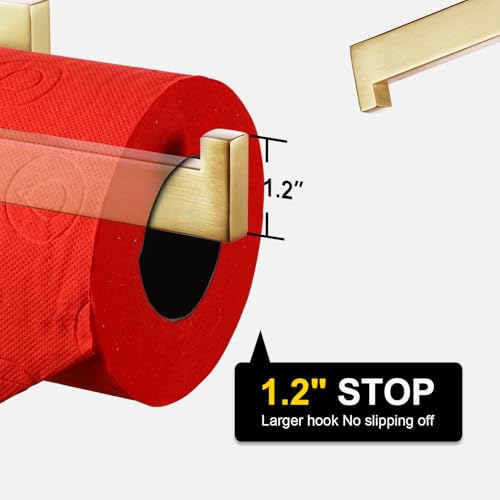KOKOSIRI Gold Toilet Paper Holder Toilet Roll Holder for Bathroom Kitchen Washroom T-304 Stainless Steel Wall Mounted, 2 Pack, B2003BG-P2 - color: Brushed Gold, size: Without Shelf(2 Pack)