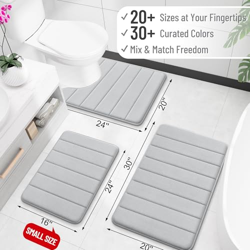 OLANLY Memory Foam Toilet Rugs U Shaped 24x20, Super Soft Absorbent Contour Bath Rugs, Quick Dry, Machine Washable Toilet Mat, Bathmat Floor Carpet, Bathroom Home Decor Accessories, Light Gray - color: Light Gray, size: 24" X 20" Contour Rug