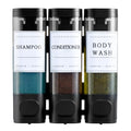 Shampoo and Conditioner Dispenser,Shower Soap Dispenser 3 Chamber No Drill Wall-Mounted for Bathroom & Hotel Leak-Proof Pumps, for Thick Liquids Like Conditioner - 1050ML High Capacity, Black - color: Matte Black