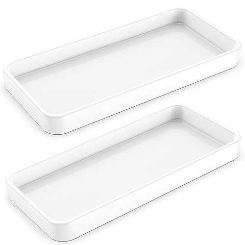 Gurygo 2 Pack 12" Countertop and Vanity Tray - Kitchen Tray for Soap Bottles - Rectangular Vanity Tray for Bathroom - Vanity Trays Kitchen Soap Dispenser Tray,White - color: White, size: 12" x 5" x 1.1"; Set/2