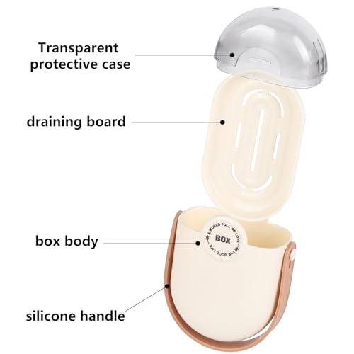 Tbestmax 2 Pack Travel Soap Case with Silicone Handle, Beige | Durable Hard PP Plastic, Leakproof Lid, Nonslip Grip, Compact , Durable, Fits Standard Bar Soap Sizes, Ideal For traveling - color: Offwhite