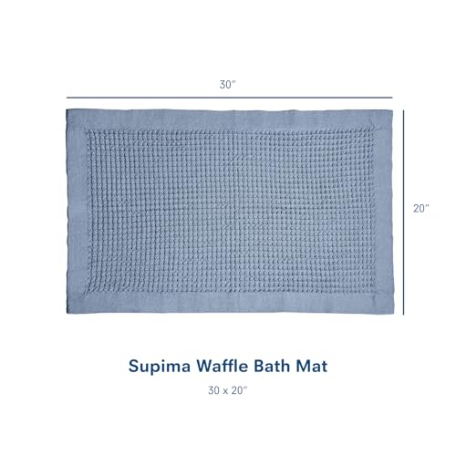 ONSEN Supima Cotton Waffle Bath Mat – Bathroom Rug, Washable Rug, Bathroom Floor Mat – Ultra-Absorbent, Quick-Dry, Soft & Durable Luxury Cotton - Denim, 20x30 in - color: Denim