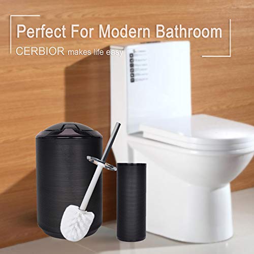 CERBIOR Bathroom Accessories Set 6 Piece Bath Ensemble Includes Soap Dispenser, Toothbrush Holder, Toothbrush Cup, Soap Dish for Decorative Countertop and Housewarming Gift, Black - style: Black