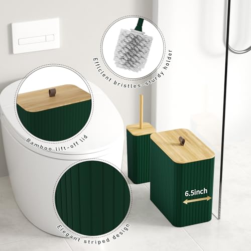 Bathroom Accessory Set - Green Bathroom Set, 12PC Bathroom Accessories Set, Green Bathroom Accessories Set, Mini Trash Can, Toilet Brush, Trash Can & Soap Dispenser - size: Bathroom Set, style: Dark Green