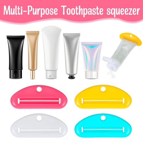 Bremorou 8 Pcs Toothpaste Squeezer Plastic Toothpaste Tube Squeezer Holder Clip Roller Tool for Bathroom Saving Facial Cleanser Creams Paint (Colorful)