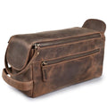 Full Grain Leather Toiletry Bag for Men & Women – Water-Resistant Travel Shaving Kit Organizer with YKK Zipper, Spacious Bathroom Grooming & Cosmetic Storage Case - Walnut Brown - color: Distressed Brown