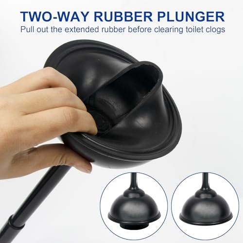 CELOX 2 Sets Black Toilet Brush and Plunger Set for Bathroom Heavy Duty - color: Shiny-black
