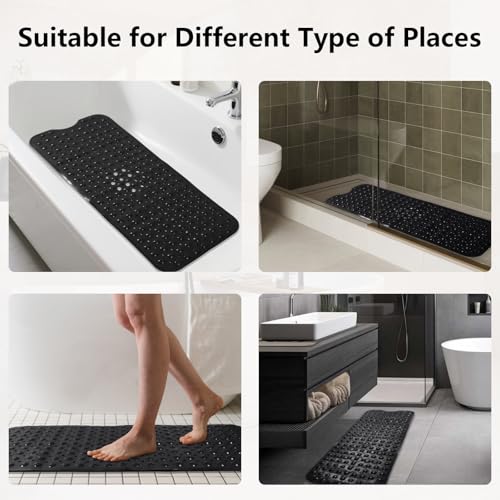 XLHOMO 26PC Bathroom Accessories Set - Gorgeous Black Bathroom Set, Bathroom Accessory Set, Black Shower Curtain Set with Bathtub Mats for Shower Tub - size: Bath Set+Bathtub Mat+Shower Curtain&Rugs, style: Black&Silver