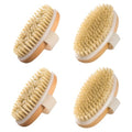 SAMEBUTECO 4 Pack Dry Body Brushing Brushes, Natural Bristle Exfoliating Scrub Brushes with Massage Nodes for Lymphatic Drainage, Skin Firming, Acne Treatment, and Cellulite Reduction