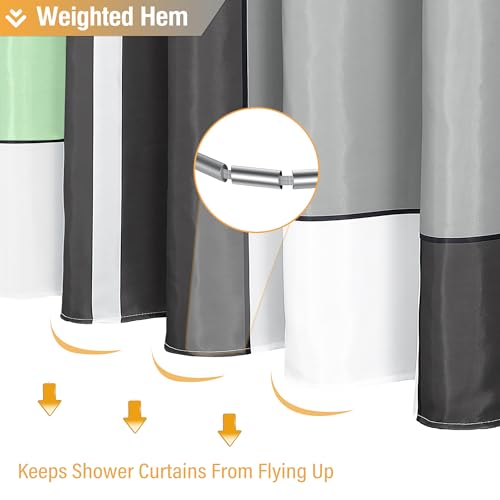 BTTN 78 Inch Long Shower Curtain, Tall Geometric Abstract Fabric Shower Curtain Set with Plastic Hooks, Large Modern Luxury Neutral Cloth Curtains for Bathroom Shower and Bathtub - 72x78 - Mint Green - color: Mint Green, size: 72"W x 78"L (Pack of 1)