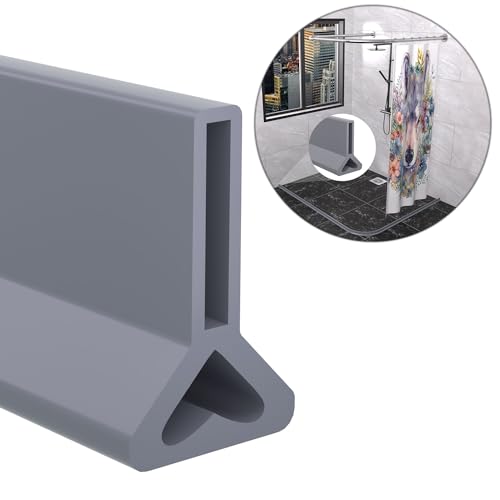 Water Dam for Sink Shower Tub Threshold Water Barrier Collapsible Water Stopper Barrier Water-Blocking Splash Guard Suitable (Heart - 1.18'' H - Gray, 78 Inch) - color: Heart - 1.18'' H - Gray, style: 78 Inch