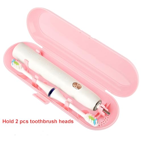 Cosmos Pack of 2 Plastic Travel Case Toothbrush Carrying Case Holder Container Compatible with Oral B Pro and also for Sonicare & Other Toothbrush - color: Deep Blue + Pink