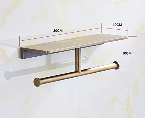 Toilet Paper Holder, Solid Brass Double Roll Toilet Paper Holder with Shelf | Extra-Large Storage for Phone, Glasses | Heavy-Duty for Modern & Commercial Bathrooms, Brushed Bronze Finish - color: Brushed Bronze