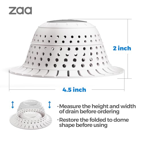 zaa Bathtub Drain Hair Catcher, Premium Silicone Collapsible 2 Pack Drain Protector for Pop-Up and Regular Drains of Shower, Bathtub, Tub, Bathroom, Sink, White - color: White