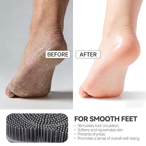 ozner Silicone Shower Foot Scrubber Mat, Back Washer Bath Wash Pad Exfoliating & Massage, Wall Mounted Slip Strong Suction Cups for Use in Cleaner Men and Women (Grey) - color: Grey