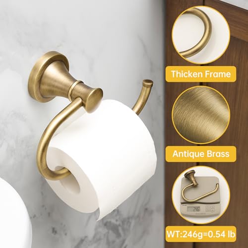 BESy Antique Brass Toilet Tissue Paper Holder Bathroom Accessories Toilet roll Paper Hanger, SUS304 Stainless Steel,Wall Mounted, Rustproof - color: Antique Brass