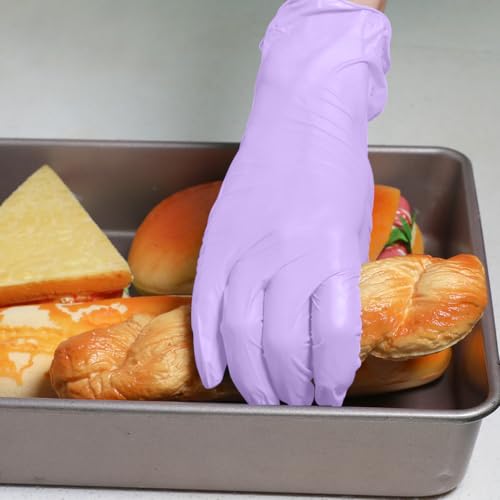 Disposable Gloves Medium, Nitrile and Vinyl Blend Material Gloves, Latex Free, 4 Mil 200 Pc Food Grade Glove for Cleaning, Food Prep, Hair Dye, Tattoo, Purple - color: Purple, size: Medium-200pc